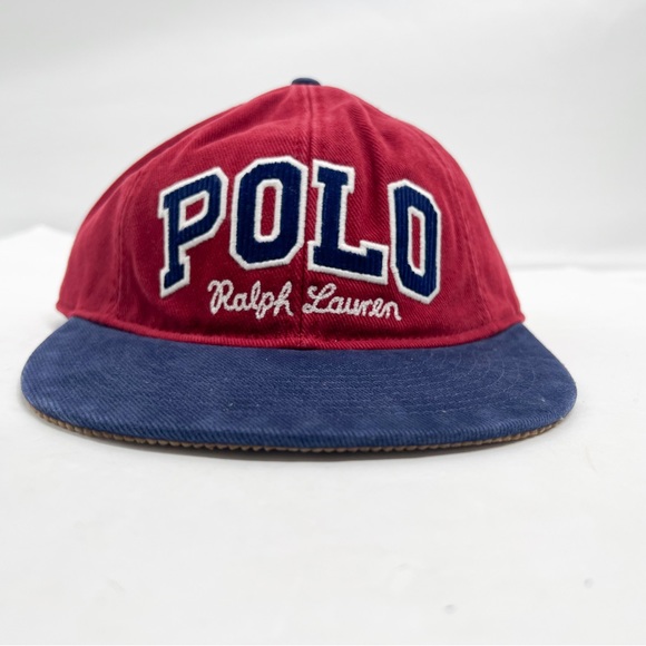 POLO RALPH LAUREN Logo Twill Flat Bill Baseball Ball Cap Hat, WINE, NAVY - Picture 10 of 15